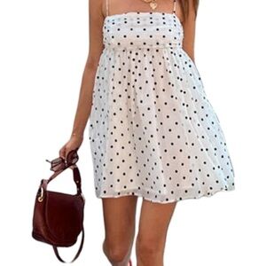 Polka Dot White Babydoll Dress